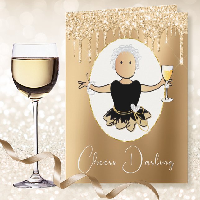 Tarjeta Elegante Fabulous Black Gold Mature Lady Birthday (Subido por el creador)
