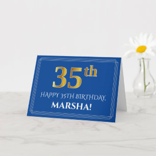 Tarjeta Elegante Falso Aspecto Dorado Cumpleaños 35, Nombr
