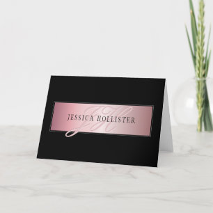 Tarjeta Elegante Falso Rosa Dorado Nombre e Iniciales