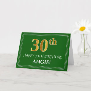 Tarjeta Elegante Faux Gold Look 30th Birthday, Nombre (Ver
