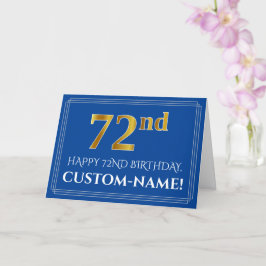 Tarjeta Elegante Faux Gold Look 72nd Birthday, Nombre (Azu