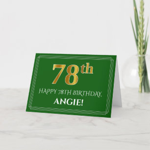 Tarjeta Elegante Faux Gold Look 78 cumpleaños, nombre (ver