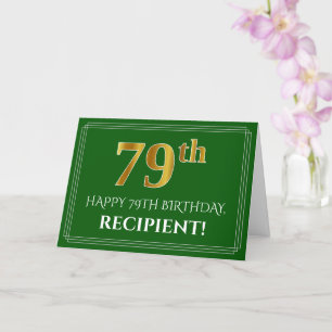 Tarjeta Elegante Faux Gold Look 79th Birthday, Nombre (Ver