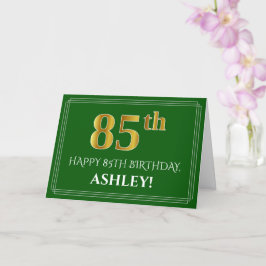 Tarjeta Elegante Faux Gold Look 85th Birthday, Nombre (Ver