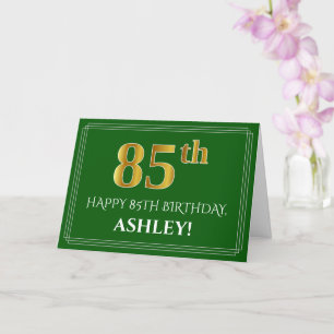 Tarjeta Elegante Faux Gold Look 85th Birthday, Nombre (Ver