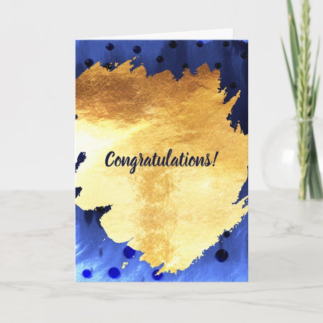 Tarjeta Elegante Faux Gold Watercolor Felicitaciones (Anverso)