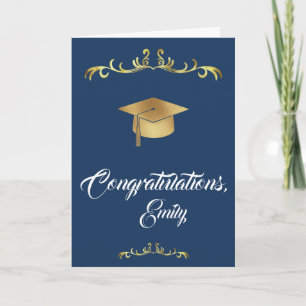 Tarjeta Elegante Felicitaciones Graduado Graduación Dorada