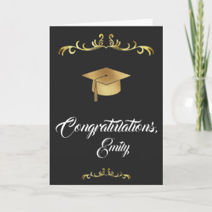 Tarjeta Elegante Felicitaciones Graduado Graduación Dorada