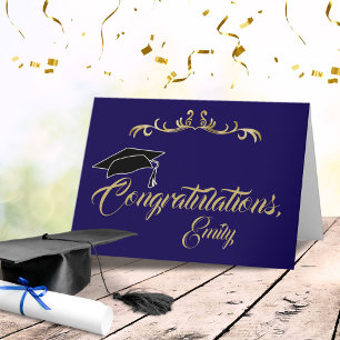 Tarjeta Elegante Felicitaciones Graduado Graduación Dorada