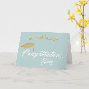 Tarjeta Elegante Felicitaciones Graduado Graduación Dorada