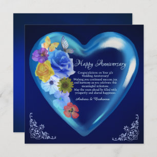 Tarjeta Elegante Feliz 5° Aniversario Boda Marina