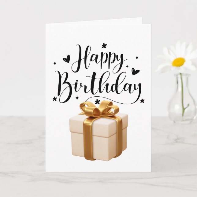 Tarjeta Elegante Feliz Cumpleaños (Planta pequeña)