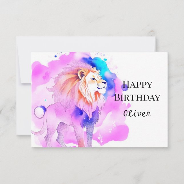 Tarjeta Elegante Feliz Cumpleaños del León (Anverso)
