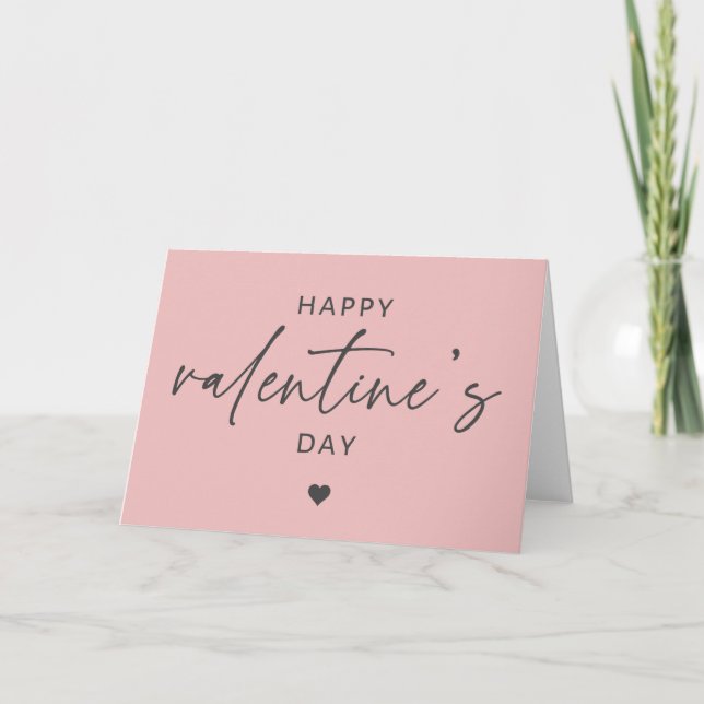Tarjeta Elegante Feliz día de San Valentín Rosa Rubor (Anverso)