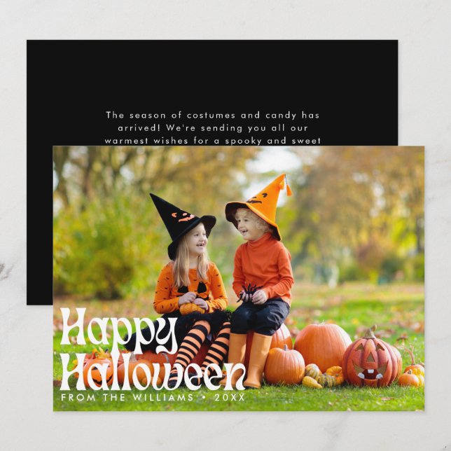 Tarjeta Elegante Feliz Fotos de Halloween Halloween (Anverso / Reverso)