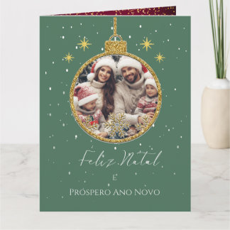 Tarjeta Elegante feliz Natal e Próspero Ano Portugués