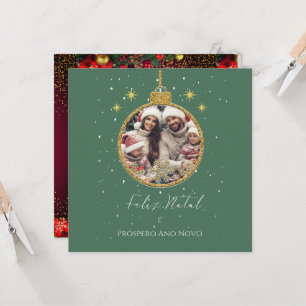 Tarjeta Elegante feliz Natal e Próspero Ano Portugués