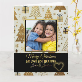 Tarjeta Elegante Feliz Navidad Abuelo Negro y Oro