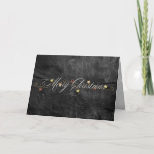 Tarjeta Elegante Feliz Navidad En Cuero Negro