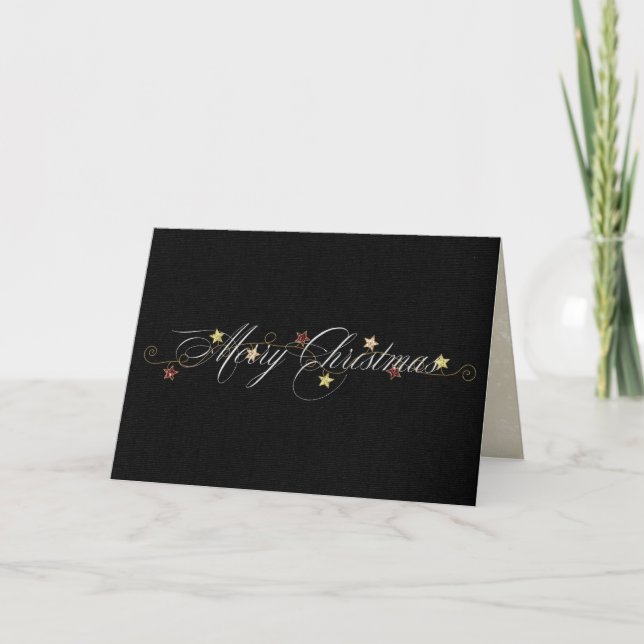 Tarjeta elegante Feliz Navidad en negro (Anverso)