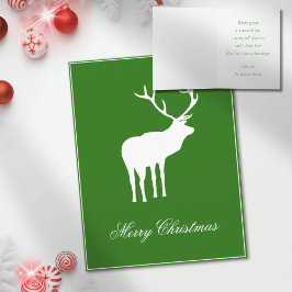 Tarjeta Elegante festividad de reno blanco verde doblado