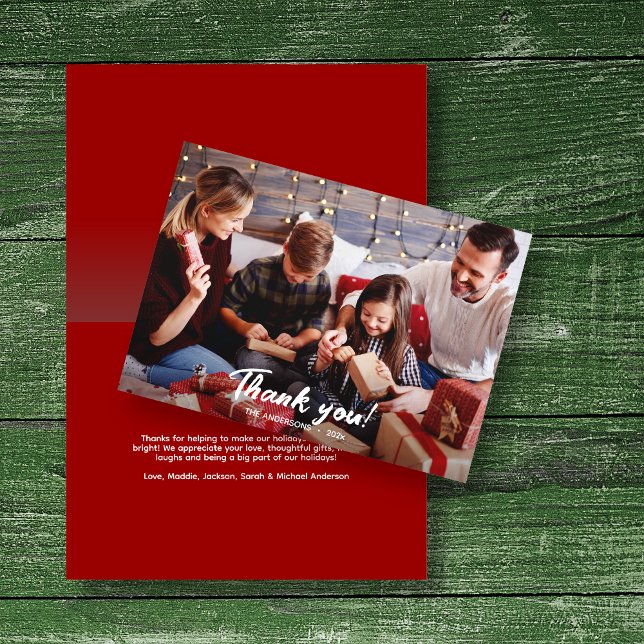 Tarjeta Elegante Festividad Roja Moderna Foto Gracias (Subido por el creador)