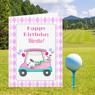 Tarjeta Elegante Fiesta de golf femenina Cart Cumpleaños