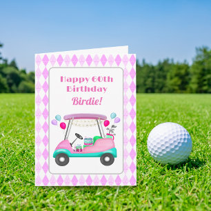 Tarjeta Elegante Fiesta de golf femenina Cart Cumpleaños