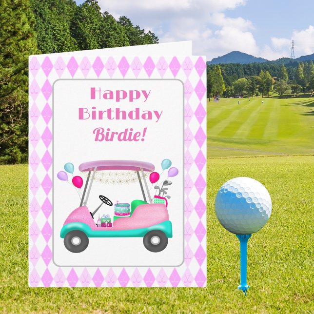 Tarjeta Elegante Fiesta de golf femenina Cart Cumpleaños (Subido por el creador)