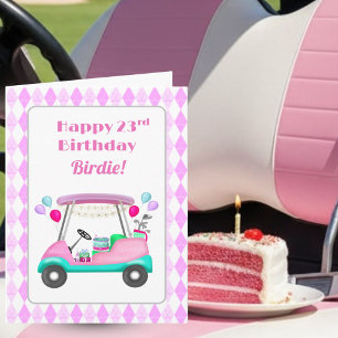 Tarjeta Elegante Fiesta de golf femenino Cart 23 cumpleaño
