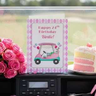 Tarjeta Elegante Fiesta de golf femenino Cart 24 cumpleaño