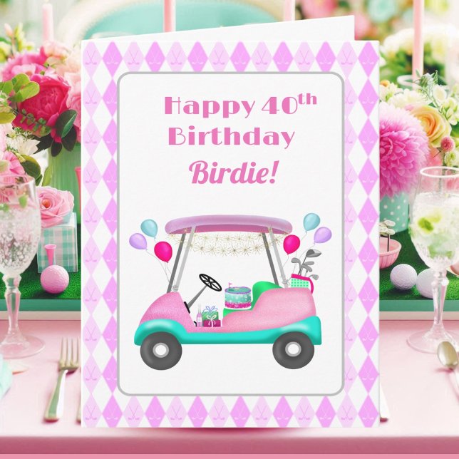 Tarjeta Elegante Fiesta de golf femenino Cart 40 cumpleaño (Subido por el creador)