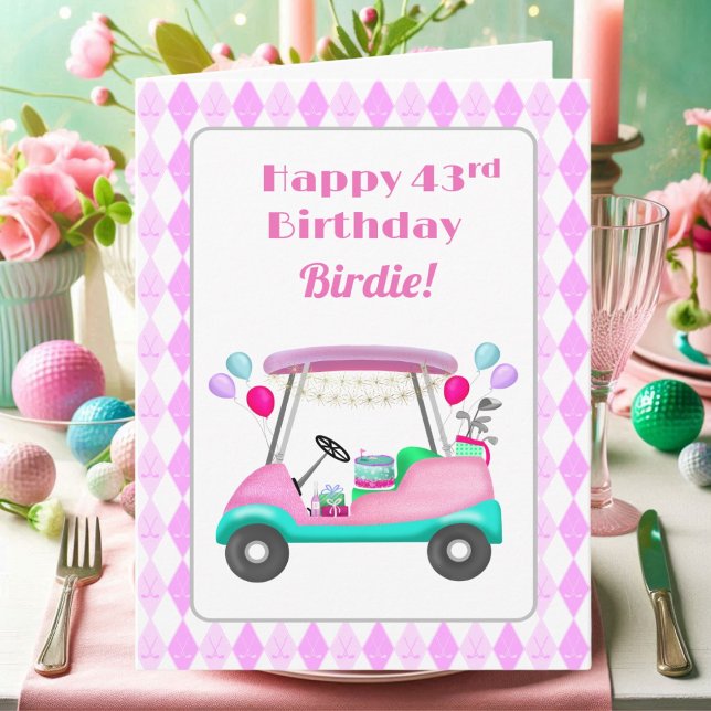 Tarjeta Elegante Fiesta de golf femenino Cart 43 cumpleaño (Subido por el creador)