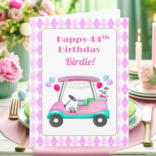 Tarjeta Elegante Fiesta de golf femenino Cart 44th Birthda