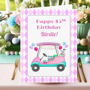 Tarjeta Elegante Fiesta de golf femenino Cart 45 cumpleaño
