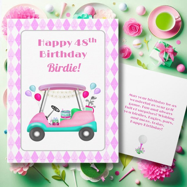 Tarjeta Elegante Fiesta de golf femenino Cart 48 cumpleaño (Subido por el creador)