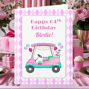 Tarjeta Elegante Fiesta de golf femenino Cart 64 cumpleaño