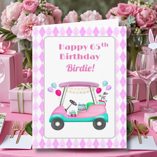 Tarjeta Elegante Fiesta de golf femenino Cart 65 cumpleaño
