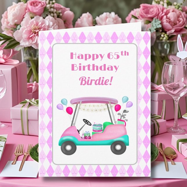 Tarjeta Elegante Fiesta de golf femenino Cart 65 cumpleaño (Subido por el creador)