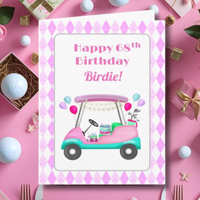 Tarjeta Elegante Fiesta de golf femenino Cart 68º cumpleañ (Subido por el creador)