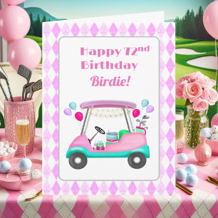 Tarjeta Elegante Fiesta de golf femenino Cart 72º cumpleañ