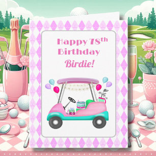 Tarjeta Elegante Fiesta de golf femenino Cart 78º cumpleañ