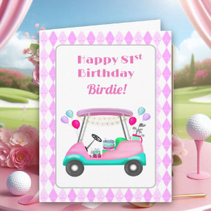 Tarjeta Elegante Fiesta de golf femenino Cart 81º cumpleañ