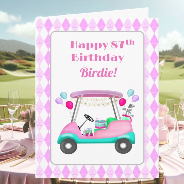 Tarjeta Elegante Fiesta de Golf Femenino Cart 87 cumpleaño (Subido por el creador)