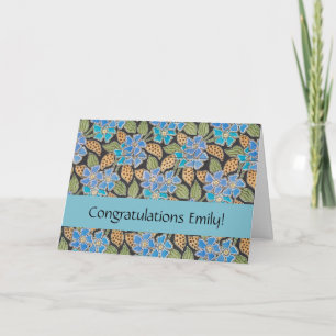 Tarjeta Elegante Flor Azul Periwinkle Floral Clásico