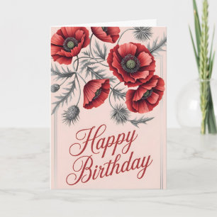 Tarjeta Elegante flor de amapola Deseos de cumpleaños