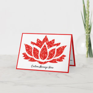 Tarjeta Elegante Flor de Lotus Gemstone Rojo Ruby Crystal