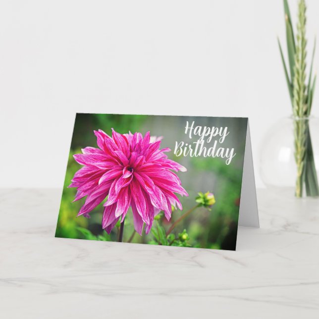 Tarjeta Elegante flor rosa de Dahlia Garden (Anverso)