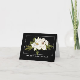 Tarjeta Elegante Floral Blanca Feliz Navidad