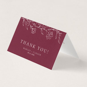Tarjeta Elegante Floral Burgundy Agradecimiento de Boda Pl